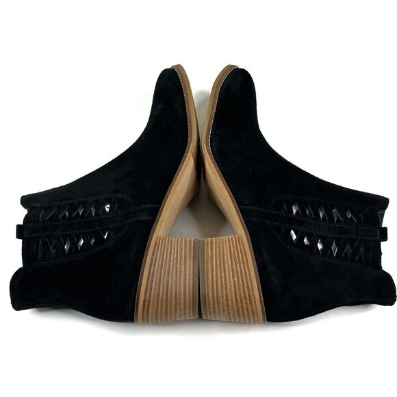 Paul Green Vienna Black Suede Ankle Boots Women's US 8.5 UK 6 Booties Cutout New - Picture 5 of 11